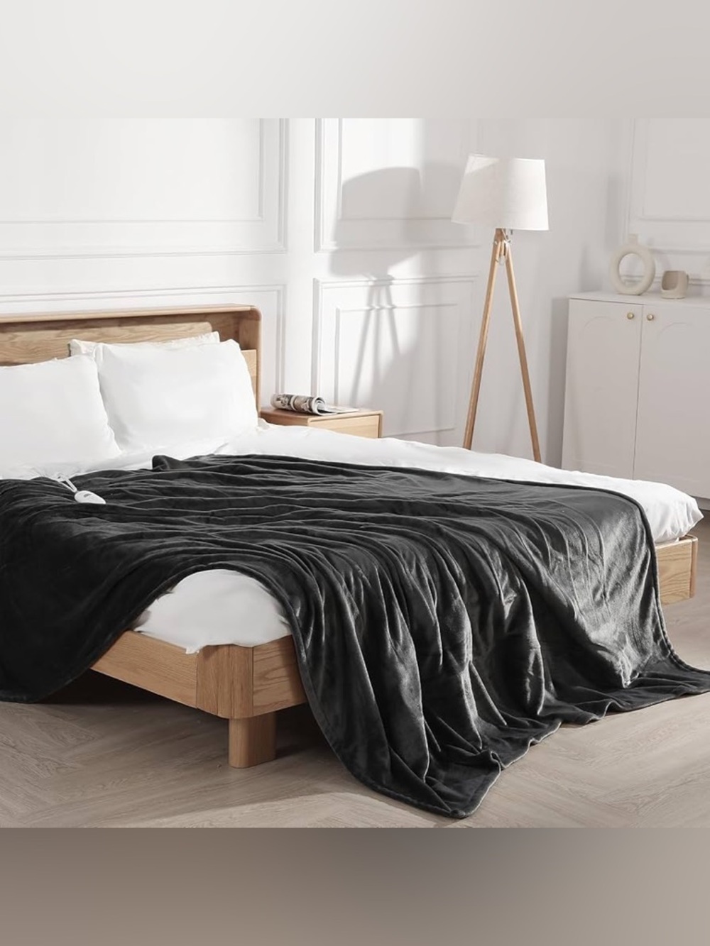 Electric heated Plush Microfiber Throw Blanket - Charcoal Gray - Picture 5 of 8